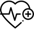 Icône - Un cœur traversé par une ligne de contrôle et un symbole "plus".